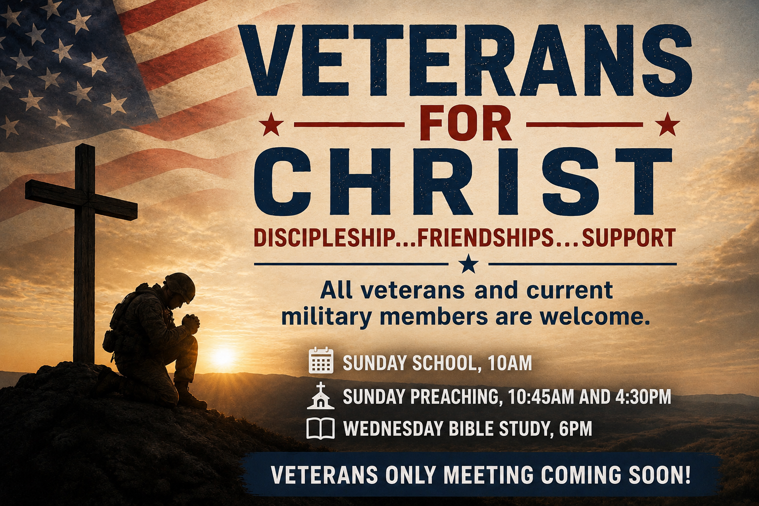 Veterans for Christ — discipleship, friendships, and support for all veterans and current military members